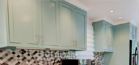 Cabinet Repair and refinish work in a modern style