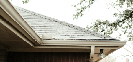 Gutter with debris in need of cleaning and repair