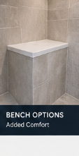 Built-in tiled shower bench