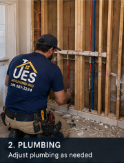 Step 2 plumbing: adjusting shower valve and supply lines in the open wall