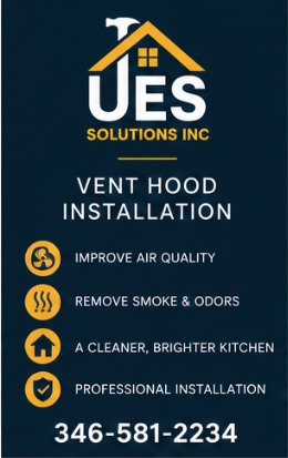 UES Solutions vent hood installation — improve air quality, remove smoke and odors